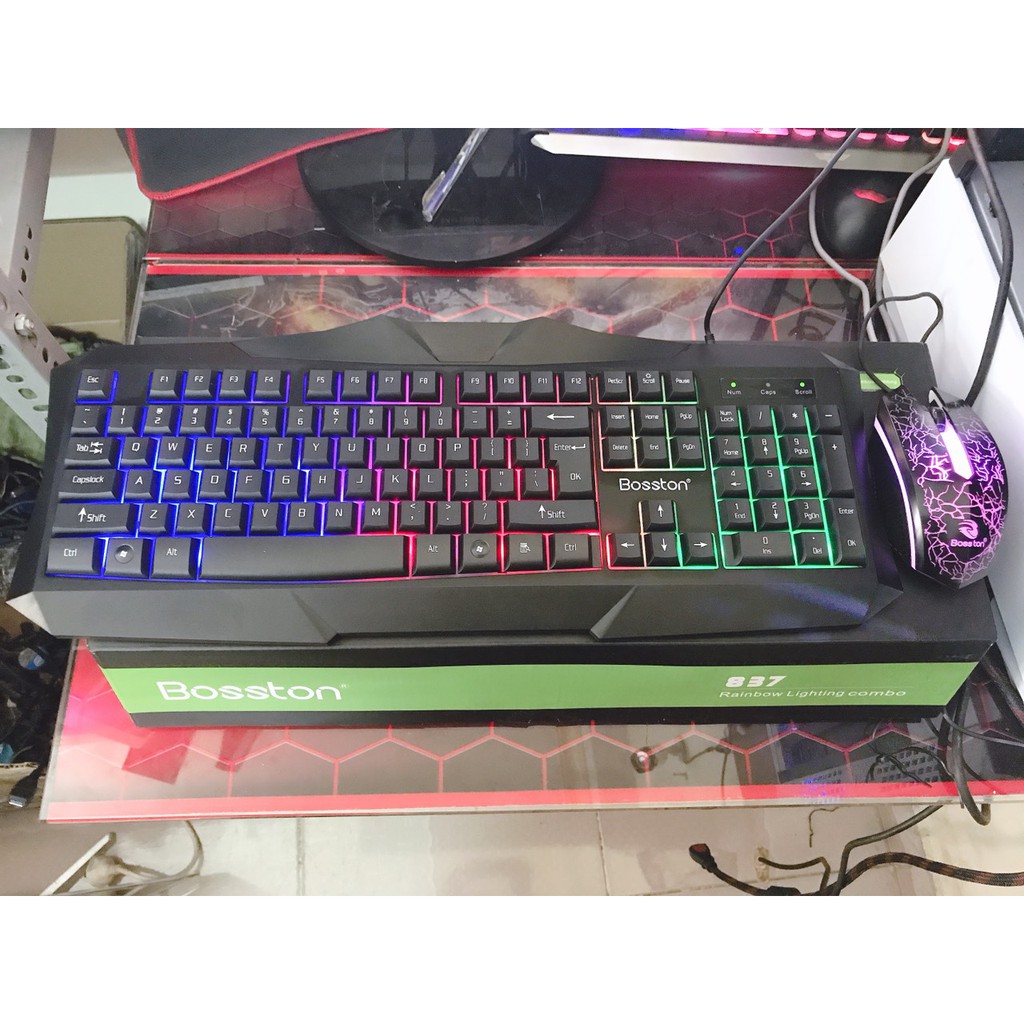 Bộ Phím chuột NEW Bosston 837 8350 Giả Cơ led new