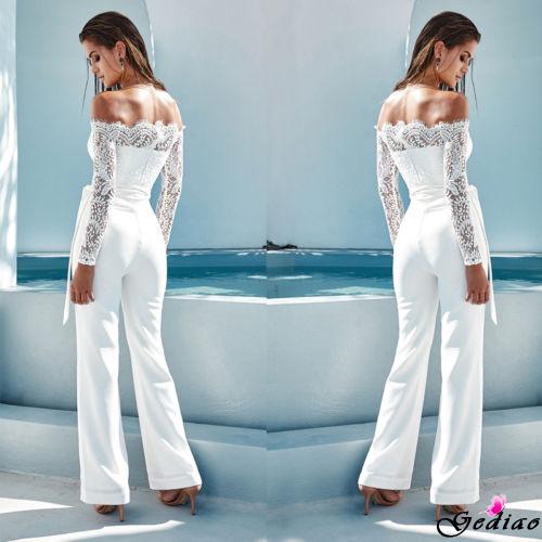 Jumpsuit trễ vai phối ren quyến rũ cho nữ