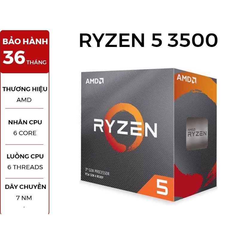 Bộ Xử Lý AMD Ryzen 5 3500 (3.6GHz turbo up to 4.1GHz, 6 nhân 6 luồng, 16MB Cache, 65W) - Socket AMD AM4