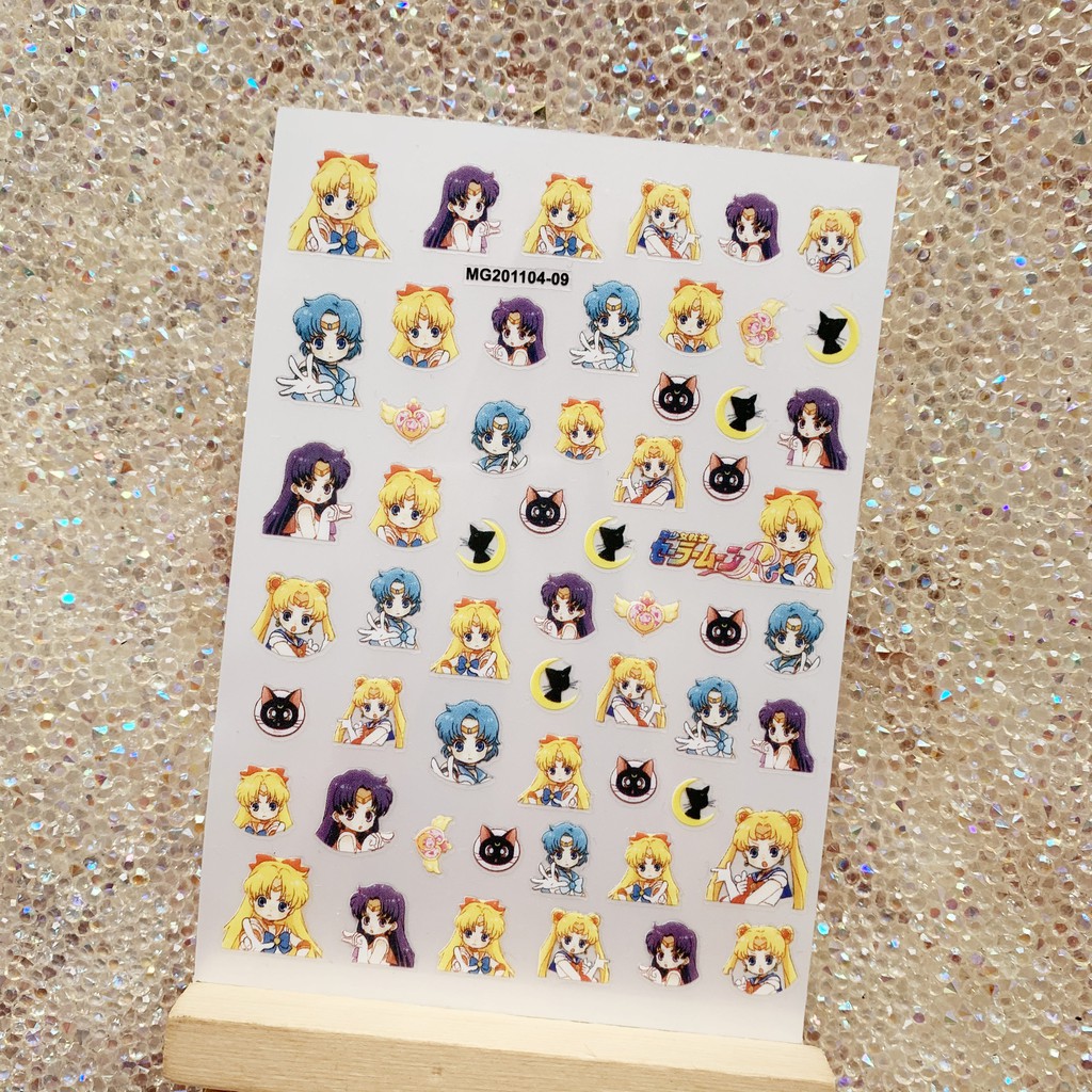 Sticker dán họa tiết hoạt hình Sailor Moon kiểu INS Nhật Bản siêu mỏng trang trí móng tay