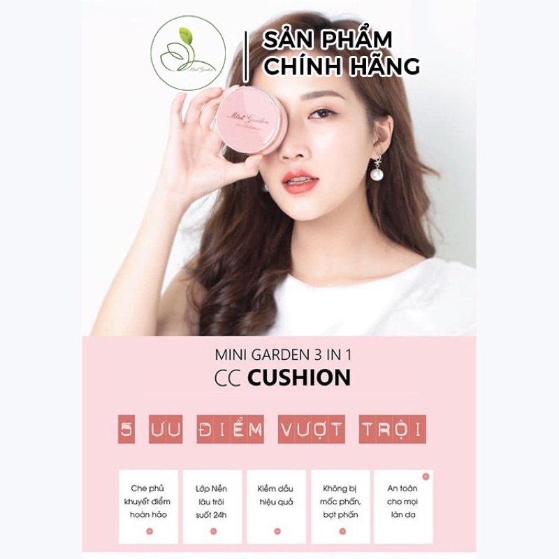 [ TĂNG SON KEM LÌ ] Phấn Nước Mini Garden 3 In 1 CC Cushion SPF 40+ PA+++ ( 1 lõi x 12g) PV991