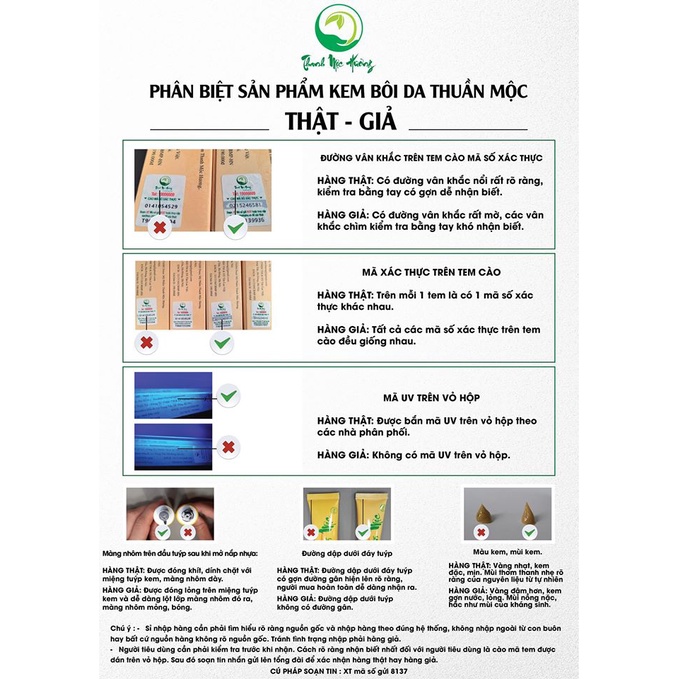 kem bôi da thuần 16g mộc chính hãng