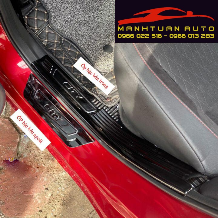 Ốp bậc chân trong, ngoài xe Honda City 2015 - 2022 chất liệu Titan cao cấp