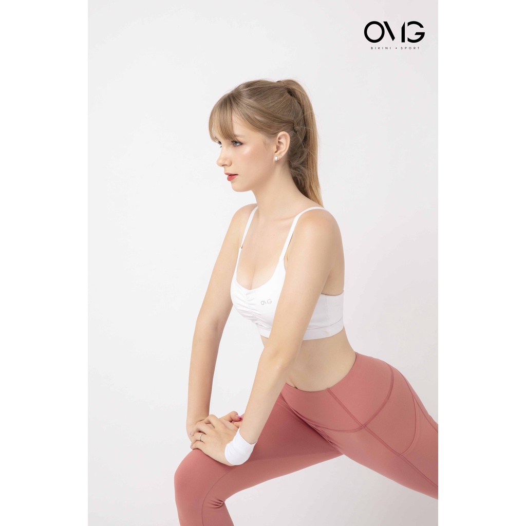 Áo tập Gym, Yoga BIKINI PASSPORT kiểu bra hai dây nhún ngực - Trắng