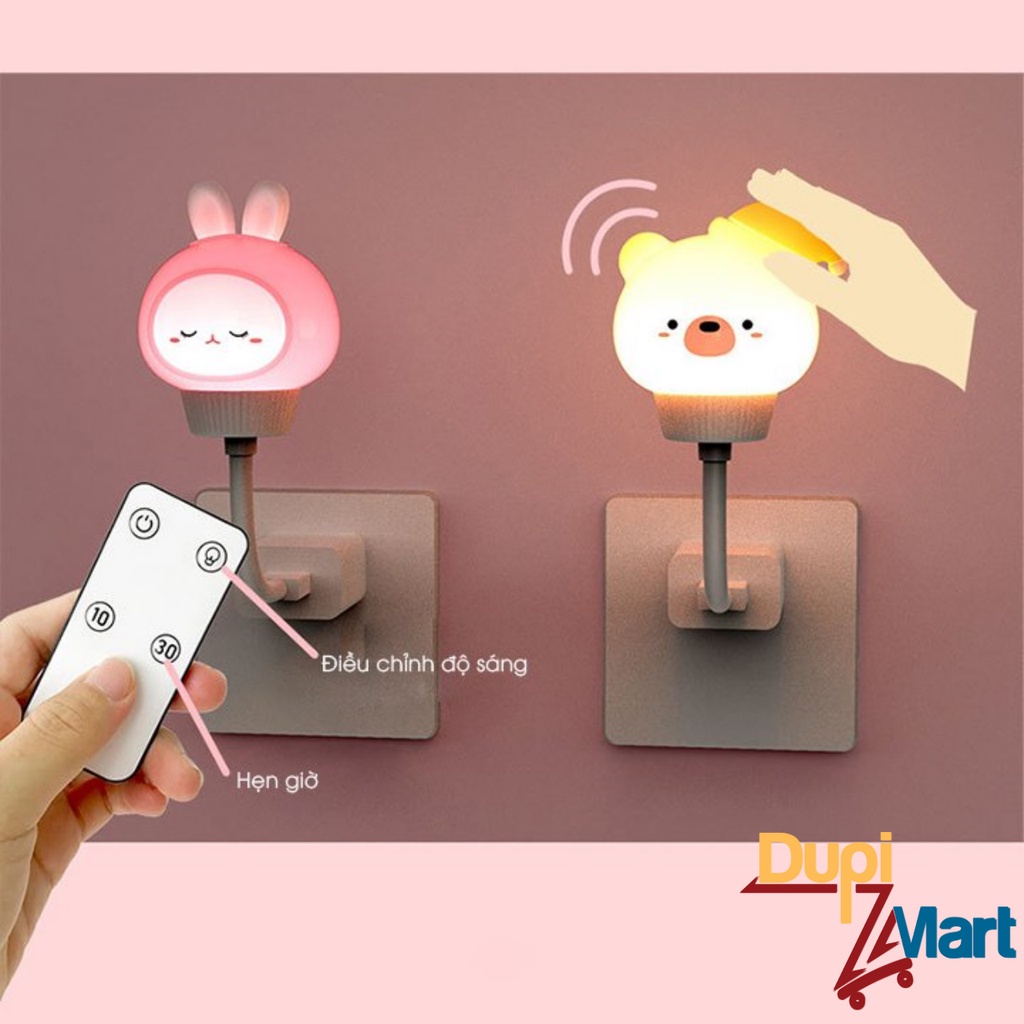 [HOT] Đèn Ngủ Mini Cắm USB Hình Gấu Thỏ Có Điều Khiển Từ Xa Hẹn Giờ Cảm Ứng Chạm - Điều Chỉnh Độ Sáng Đa Năng - Dupimart
