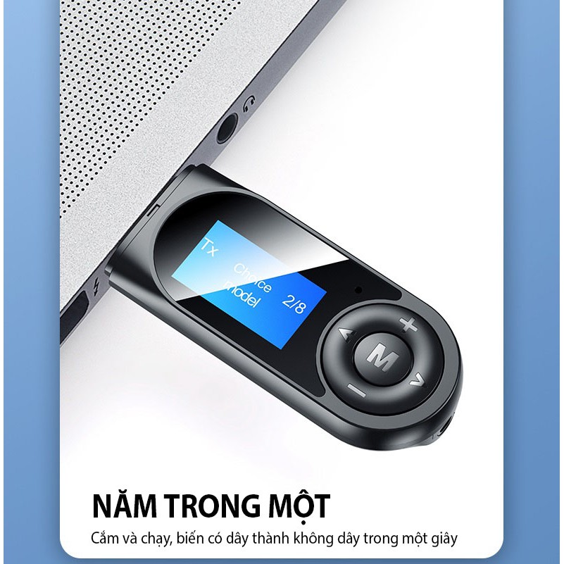 Bộ Thu Phát Không Dây 2 In 1 Bluetooth 5.0 Màn Hình LCD T13 - Bluetooth T13