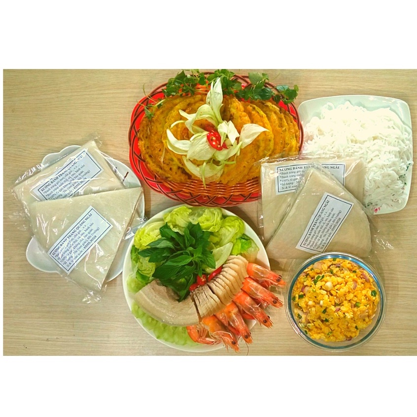 -Bánh Tráng Gói Ram Quảng Ngãi; loại cắt sẵn; mỏng mềm, 50 cái.