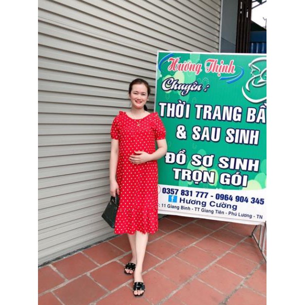 Đầm bầu lụa giấy siêu nhẹ siêu mát