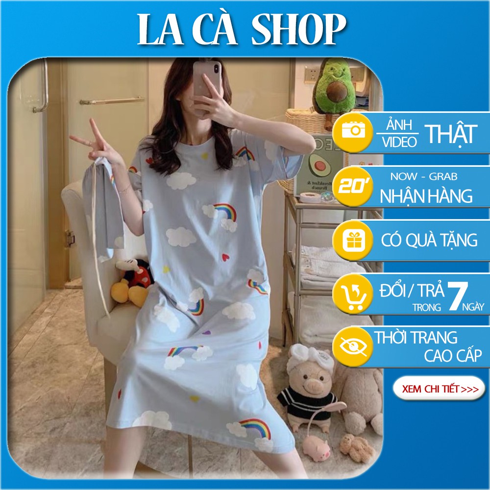 Đầm thun mặc nhà in hoạt hình dễ thương  FREESHIP Đầm ngủ đẹp giá rẻ