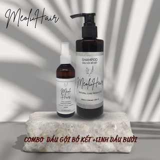 Combo Dầu gội thảo dược Bồ kết và Tinh dầu bưởi Meoli siêu dưỡng chất - sạch gàu, ngăn rụng tóc, kích thích mọc tóc