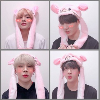 Mũ tai thỏ BTS mũ tai heo BTS cử động giựt