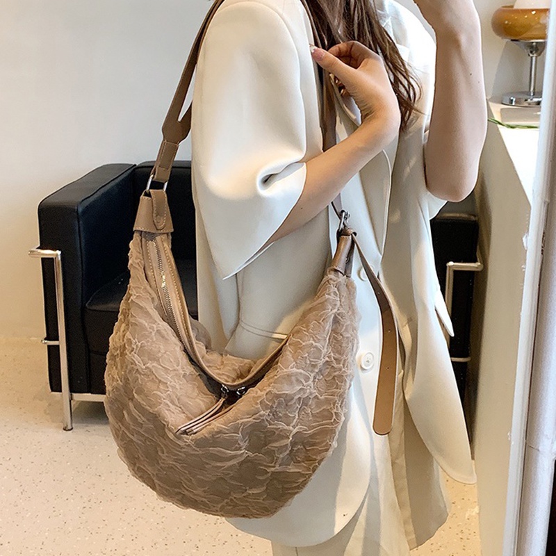 Túi IELGY đeo chéo có khóa kéo phong cách đường phố Hàn Quốc cho nữ