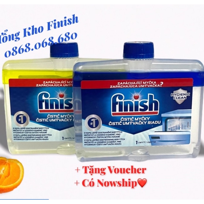 [RẺ VÔ ĐỊCH] Dung dịch vệ sinh máy, tẩy cặn máy rửa chén bát Finish (hương chanh)