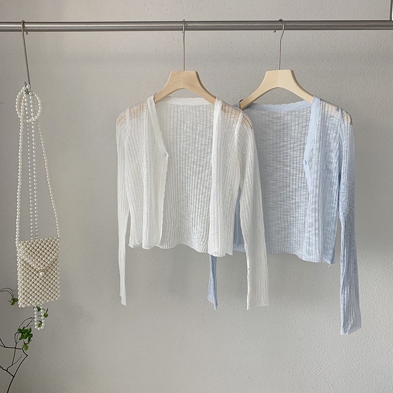 Áo khoác len cadigan mỏng 1 cúc dáng ngắn, Áo len mỏng dài tay cài khuy AL1347 - NhiNhi Shop