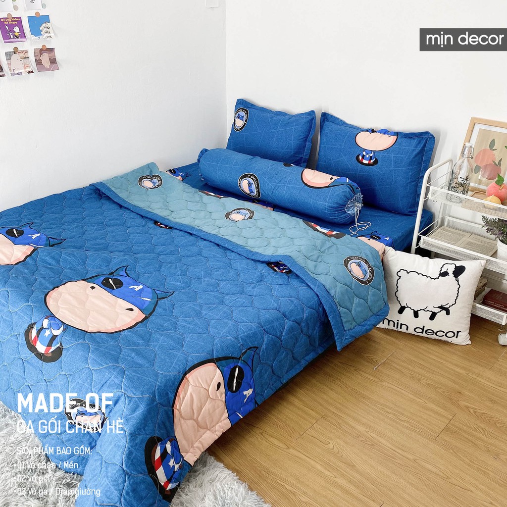 [2021] Bộ chăn ga gối Cotton 3D Mịn Decor - Bộ ga giường CHĂN TRẦN bông mùa hè mềm mịn MIỄN PHÍ bo chun