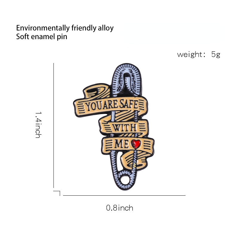 Trâm Cài Áo Hình Chữ You Are Safe with Me 'Hoạt Hình Sáng Tạo