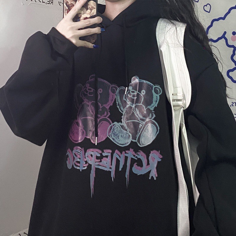 Áo hoodie nữ unisex form rộng Áo hoodie nữ form rộng mặc nhà thời trang hình gấu bear đi chơi du lịch hàn quốc | BigBuy360 - bigbuy360.vn