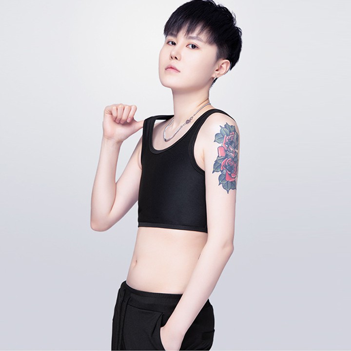Áo nịt ngực Tomboy Sb Trans ba lỗ loại ngắn móc gài, áo bó ngực lửng