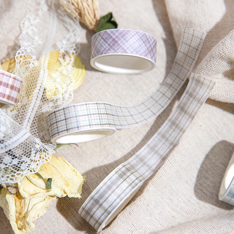 Bộ 5 Cuộn Băng Keo Washi Màu Pastel Sọc Caro MOHAMM