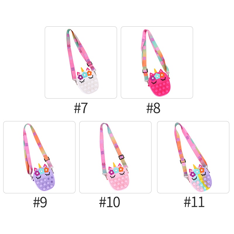 Túi đeo chéo đựng tiền xu hình kỳ lân cầu vồng dễ thương cho bé