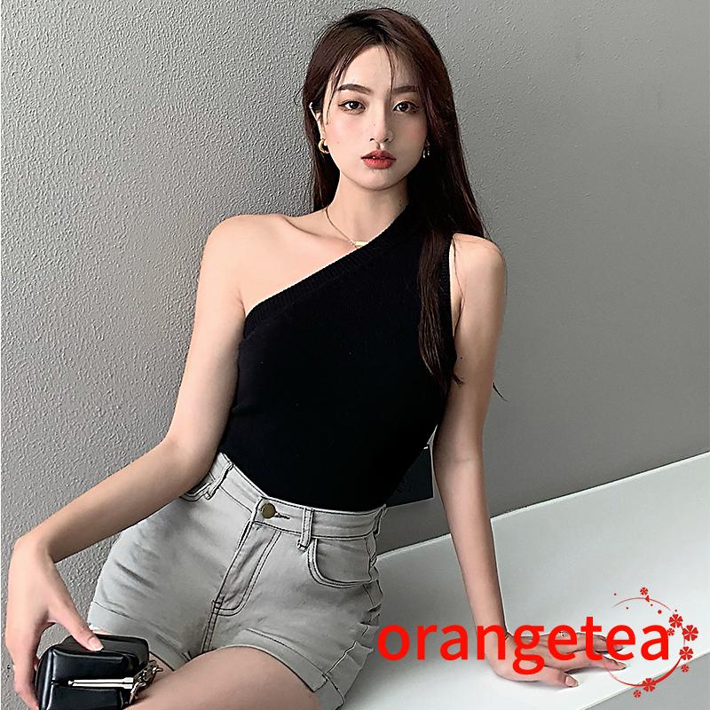 Áo Dệt Kim Trễ Vai Dáng Ôm Màu Trơn Thời Trang Cho Nữ