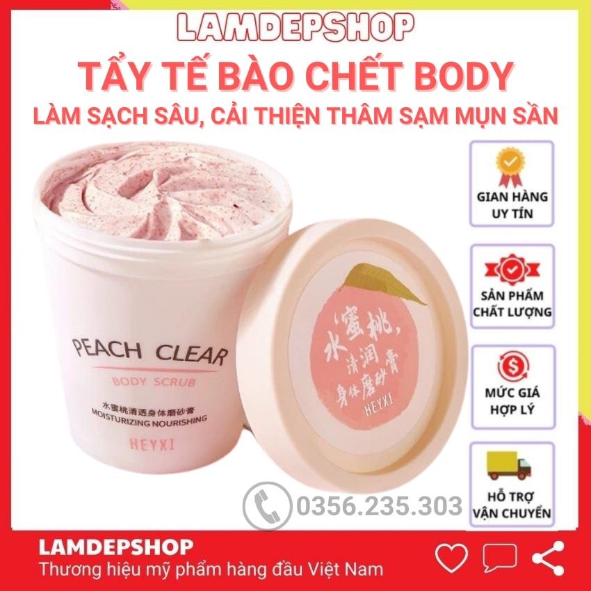 Kem Tẩy Tế Bào Chết Body Hương Đào Heyxi Peach Clear Body Scrub (200g) Trắng Mịn Sáng Da LamdepShop