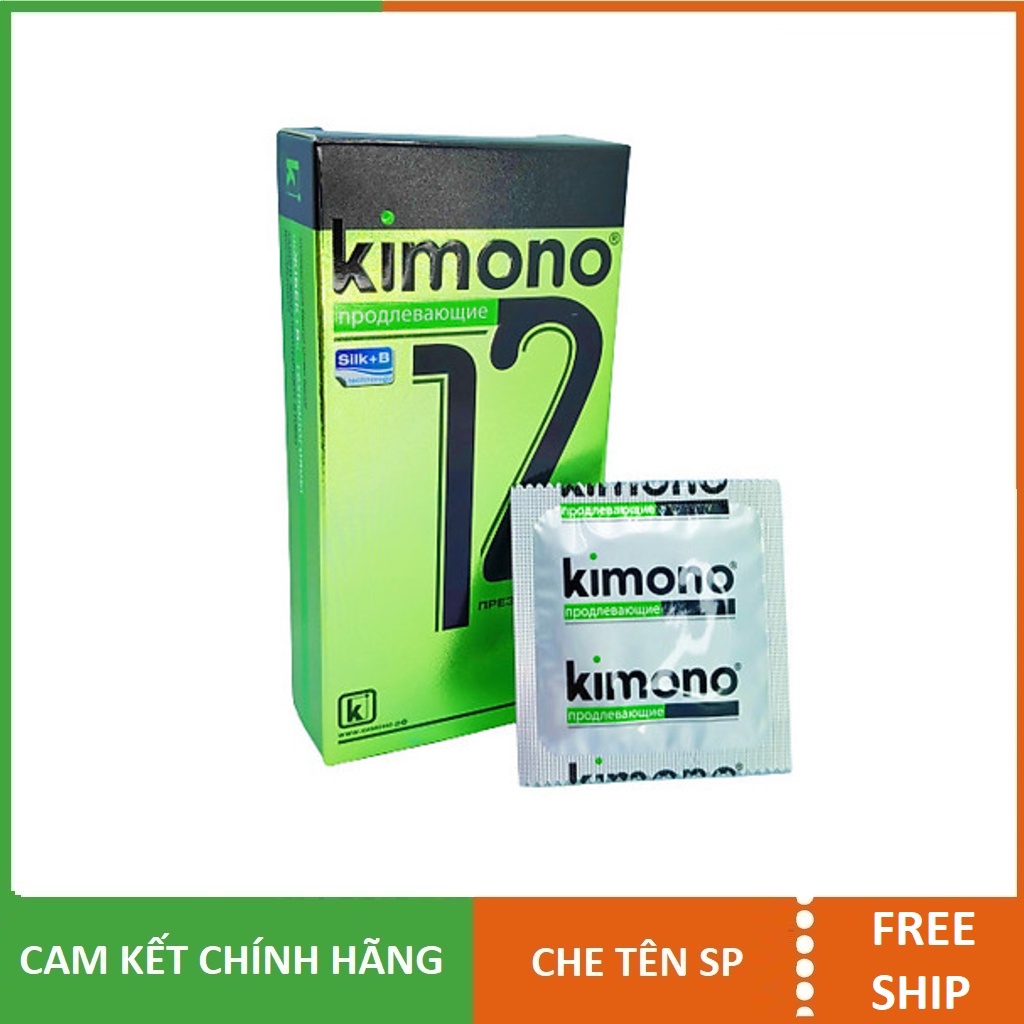 Bao cao su Siêu mỏng Kéo dài thời gian Kimono Long Shock 0.03 - hộp 12 chiếc