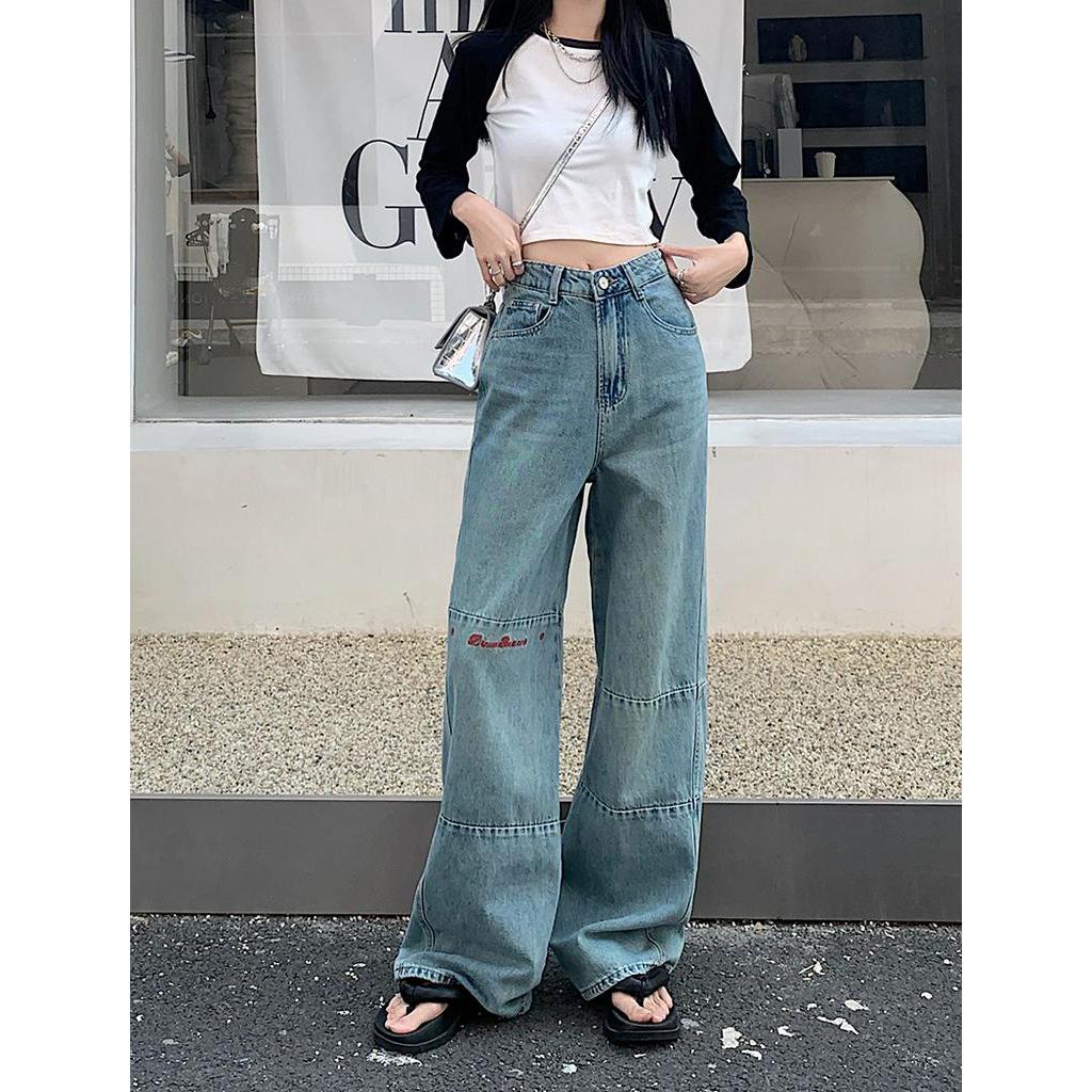 Quần Jean Ống Rộng Lưng Cao Theo Phong Cách Retro Mùa Hè 62236