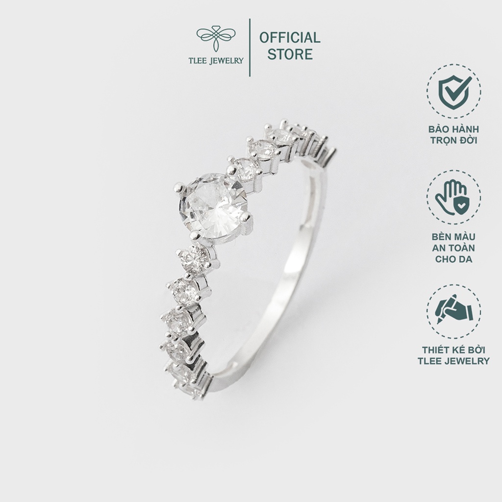 Nhẫn bạc nữ TLEE đính đá viền ziczac 12 viên cao cấp TleeJewelry A0179