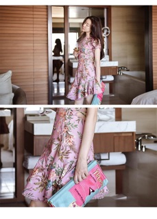 Đầm đuôi cá xoè đan dây lưng