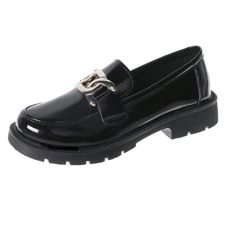 Giày ulzzang viền vàng hottrend 2021 2 màu đen bóng và đen nhám full size 36-39