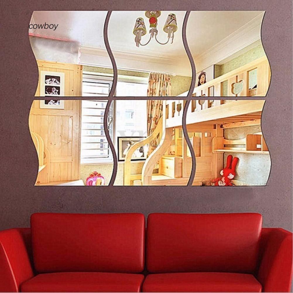 Set 6 decal tráng gương dán tường trang trí