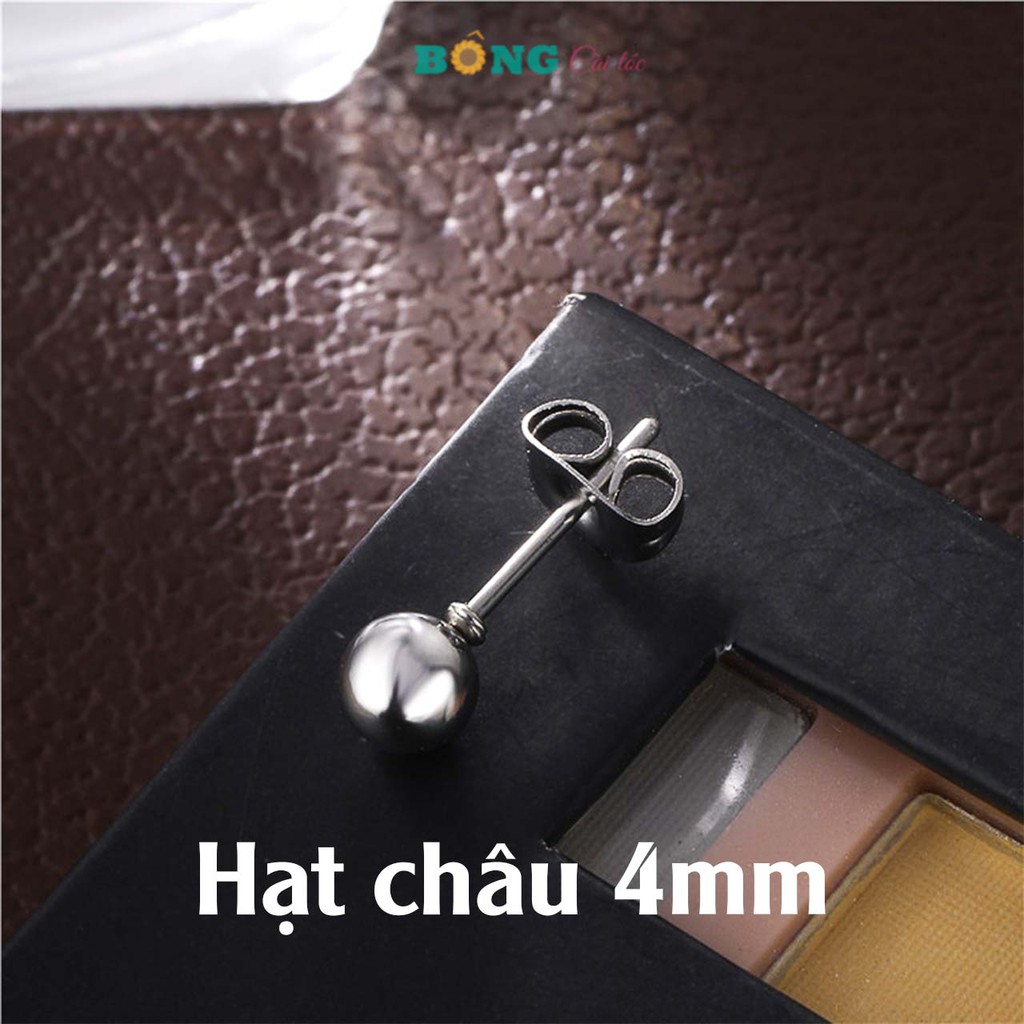 Bông tai titan unisex phong cách Hàn Quốc kiểu dáng hạt châu, thép y tế không gỉ BT50 - khuyên tai BÔNG Cài Tóc