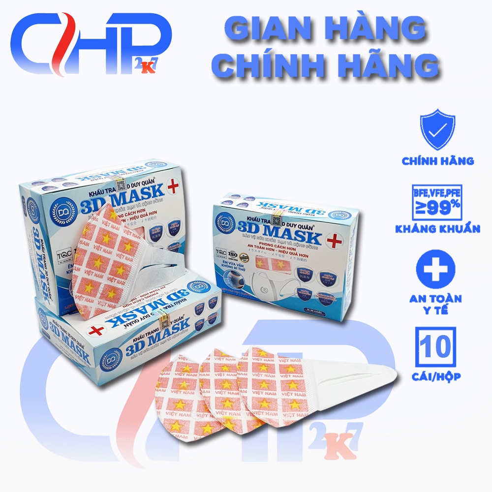 (3d cờ) Hộp khẩu trang 3d mask màu cờ Việt Nam nổi bật 50 cái