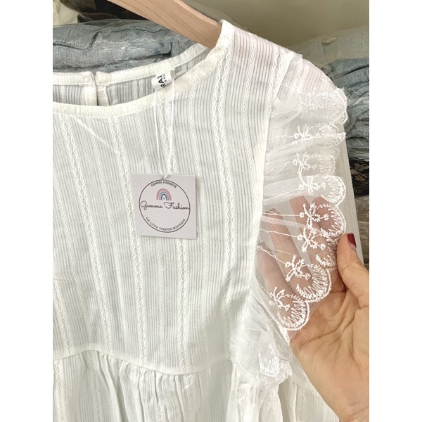 Áo Sơ Mi Dài Tay Dáng Babydoll - Tay Bo Chun, Phối Ren 2 bên cổ tròn xinh xắn A088