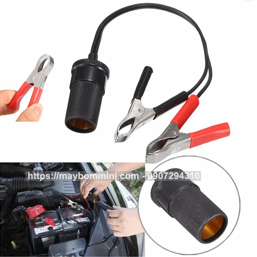 Dây Nguồn Ôto Đuôi Cái Tẩu Thuốc Kẹp Bình Ắc Quy