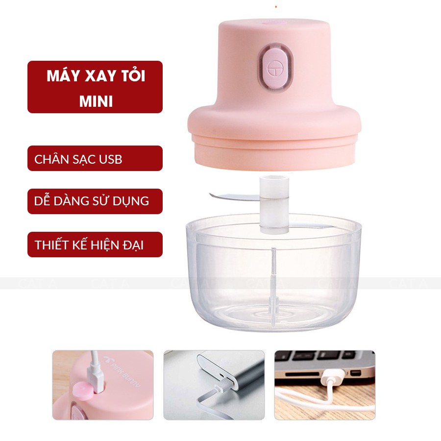 Máy xay mini sạc cổng USB tiện lợi - Xay thịt, tỏi, ớt, rau củ quả (thể tích 250ml)