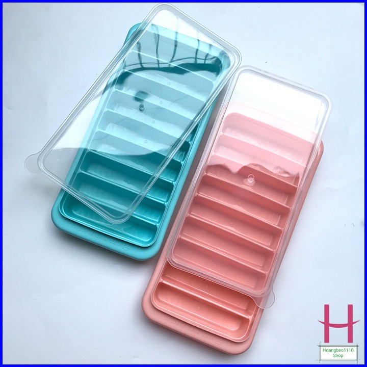 Vỉ đá, Khay đá có nắp 9 viên dài Nhựa Việt Nhật , khuôn thạch rau câu, kẹo dẻo cute MS:6933 { H }