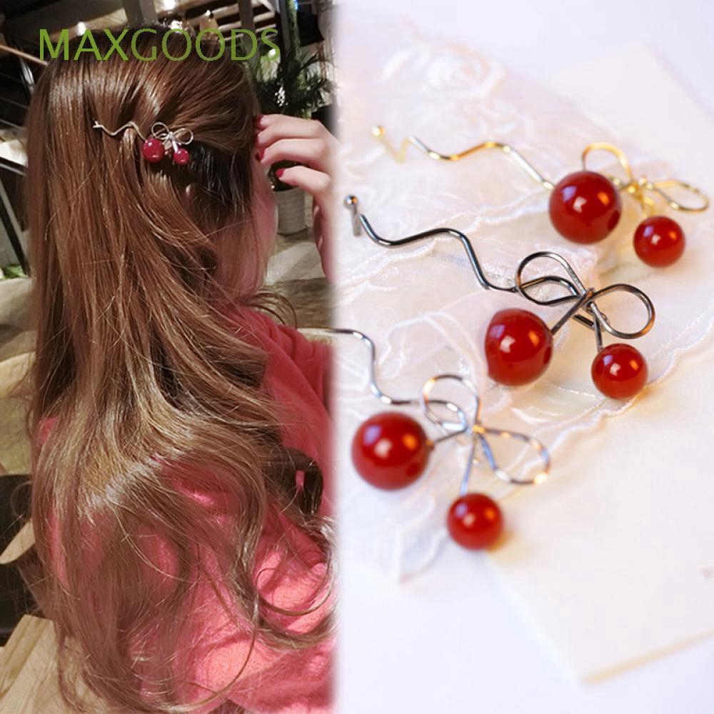 Kẹp tóc trái cherry pha lê tinh tế thanh lịch