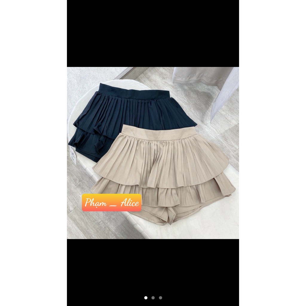 Chân Váy Ly 2 Tầng ( Đen - Be - Trắng)