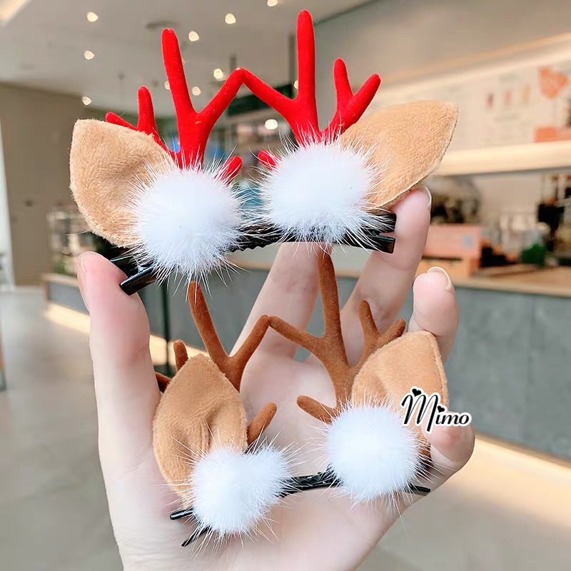 Kẹp tóc Giáng sinh sừng tuần lộc cute, set 2 kẹp tóc noel nhiều mẫu làm phụ kiện chụp ảnh, hóa trang