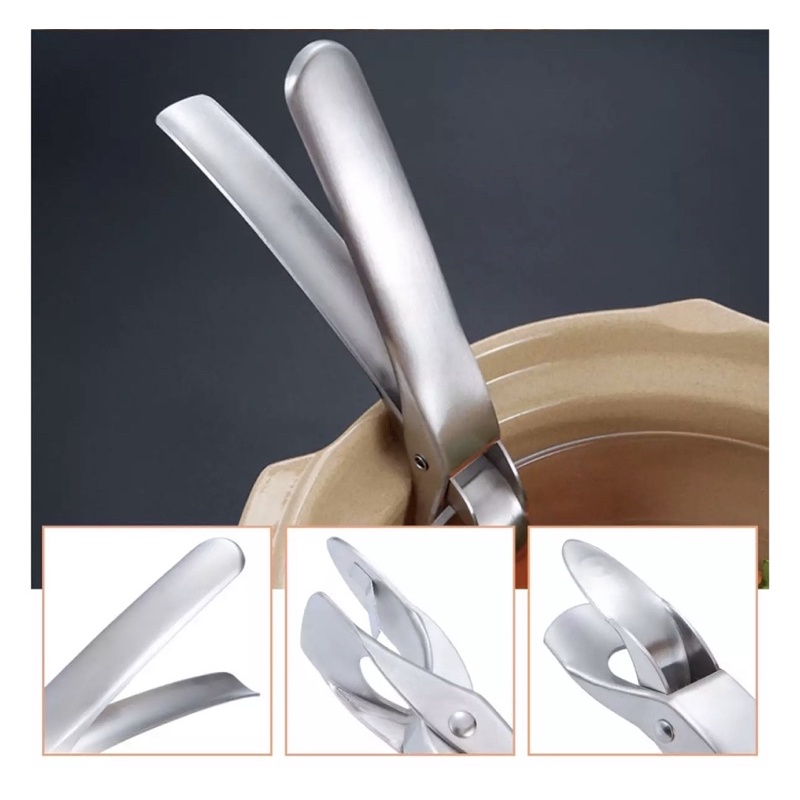 Dụng cụ kẹp gắp Tô/ Dĩa chống nóng inox 304 thép không gỉ