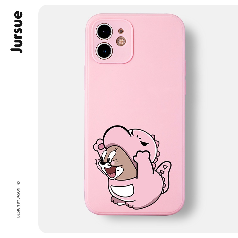 Ốp lưng JURSUE hoạt hình cặp đôi dễ thương đẹp cho iPhone 14 13 12 11 Pro Max SE 2020 X XR XS 8 7 ip 6S 6 Plus kute XYH201