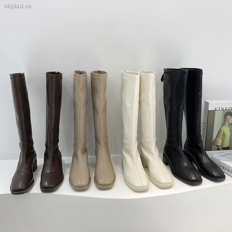 Giày bốt ống lửng mỏng cao đến gối thời trang mùa thu thiết kế mới 2021 dành cho bạn nữ