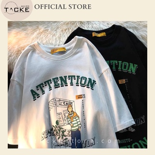 Áo thun nam nữ in họa tiết attention , áo phông unisex form 38-65kg, ảnh thật tacke store