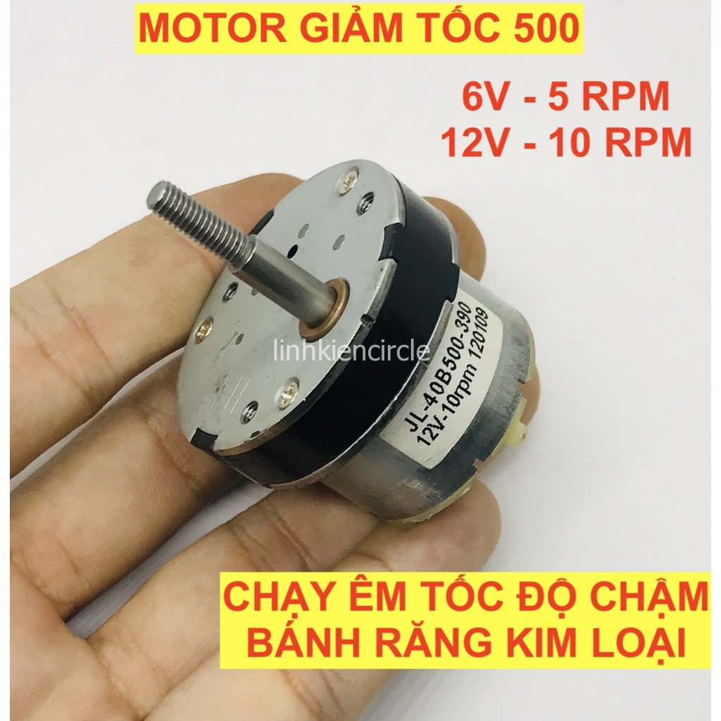 Motor mô tơ giảm tốc mini 500 bánh răng kim loại 6v - 12v tốc độ chậm 5 - 10 vòng trục ren - LK0330