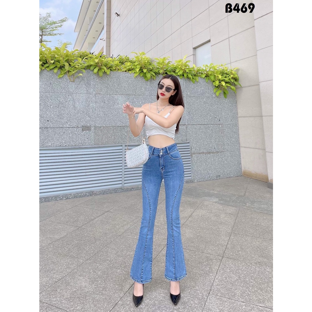 Quần jeans nữ Zada B469 loe gân xanh đá
