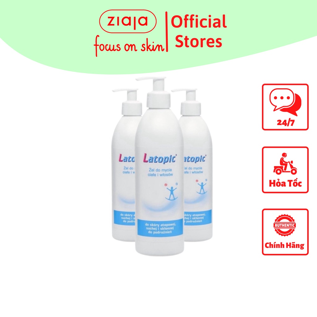 Gel Tắm Gội Cho Da Bị Kích Ứng, Dị Ứng, Viêm Da, Giúp Tái Tạo Biểu Bì Latopic 400ml - Ale He he Shop