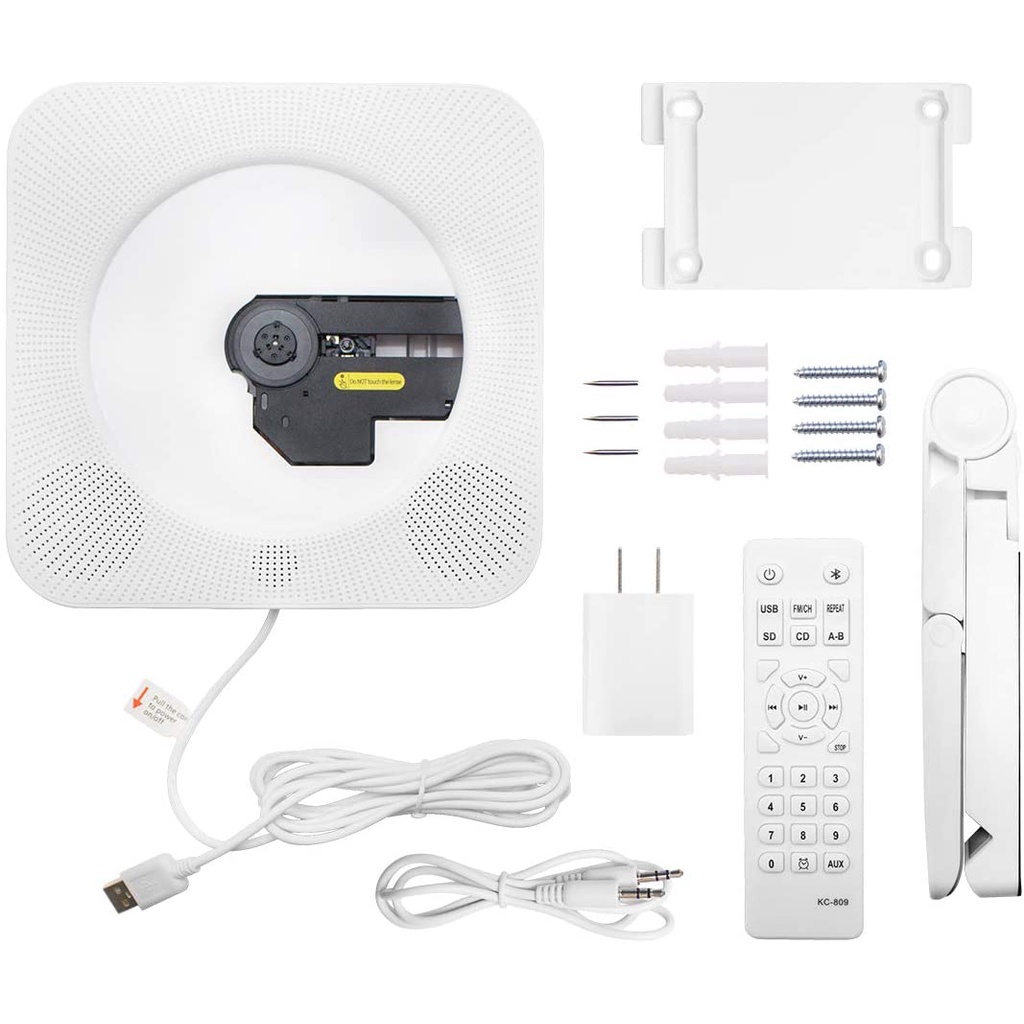 Máy nghe nhạc CD treo tường có màn hình LCD hỗ trợ đài FM Radio CD/Bluetooth/FM/USB/thẻ nhớ SD/AUX