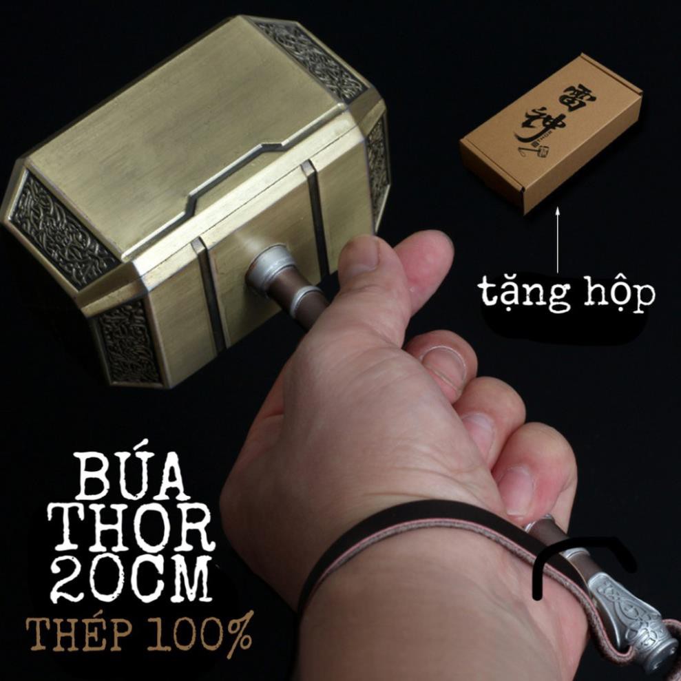 [Mã TOYNOV hoàn 20K xu đơn 50K] [RẺ VÔ ĐỊCH] Búa Thor Mjolnir 20cm bằng Thép Không Gỉ Mô hình kim loại tỉ lệ 1: 1,5